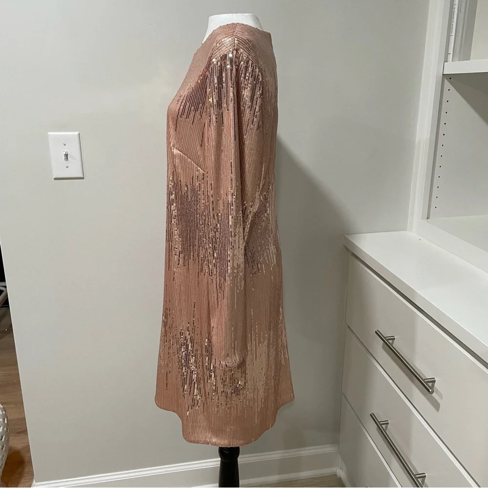 NWT Blush Pink Vince Camuto Sequin Dress Holiday Party Formal New Years Eve - Picture 4 of 14